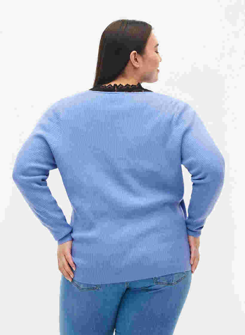 Stickad tröja med omlott, Lavender Lustre, Model image number 1