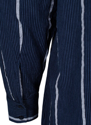 Lång skjortklänning i bomull med randigt mönster, N.Sky w.White Stripe, Packshot image number 3