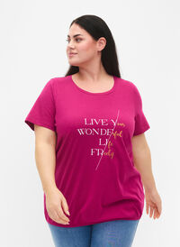 Kortärmad t-shirt i bomull med resårkant, Festival F W. Live, Model