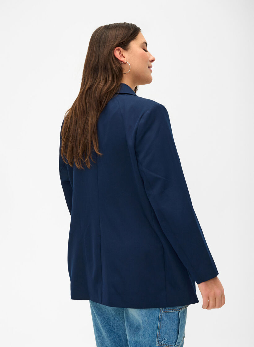 Klassisk blazer med knapp, Navy Blazer, Model image number 1