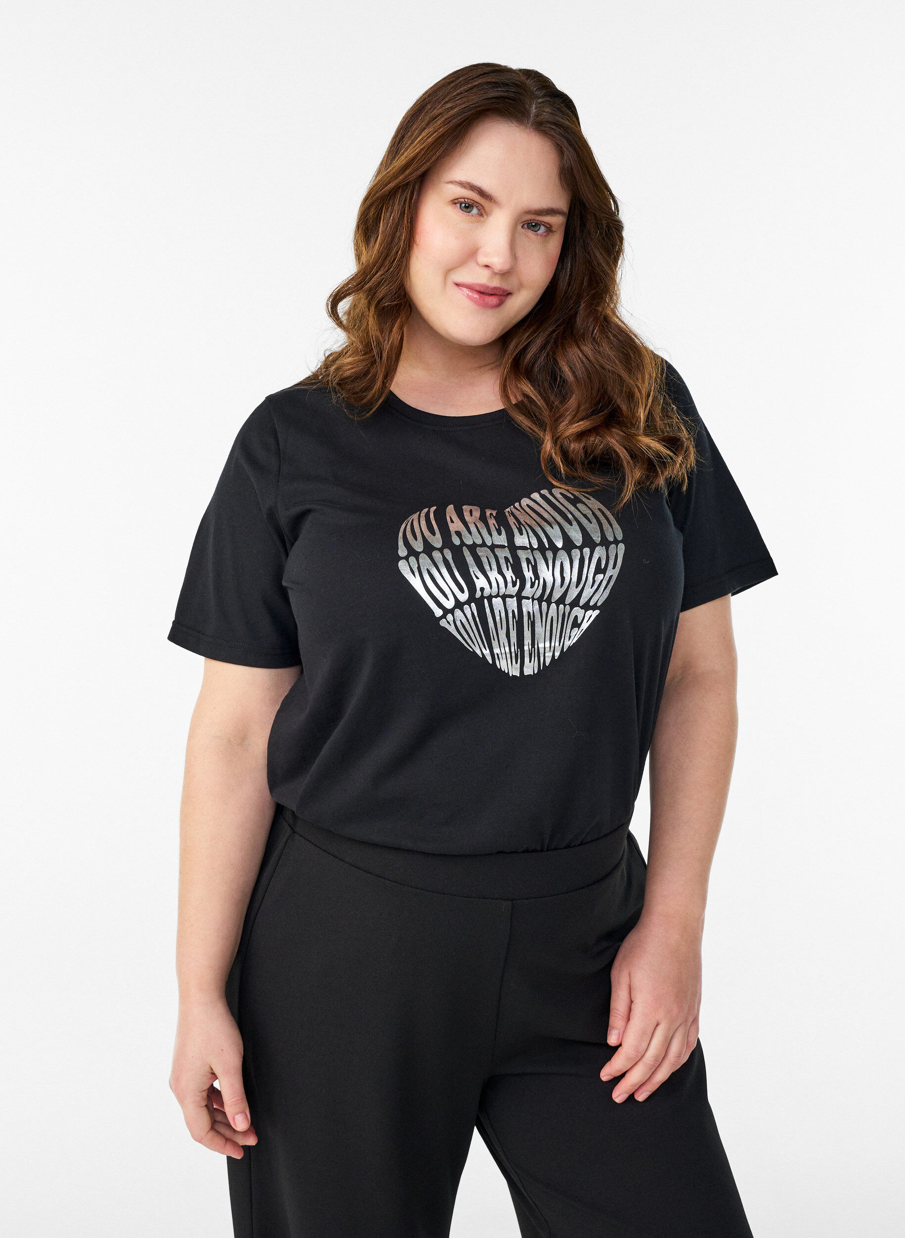 ZizziT-shirt med tryck, Svart, Model image number 0