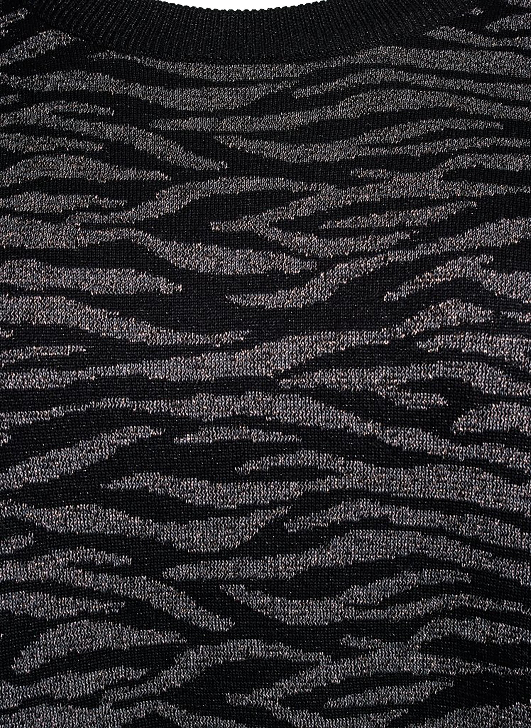 Zizzi M&ouml;nstrad stickad blus med glittereffekt, Svart, Packshot image number 2