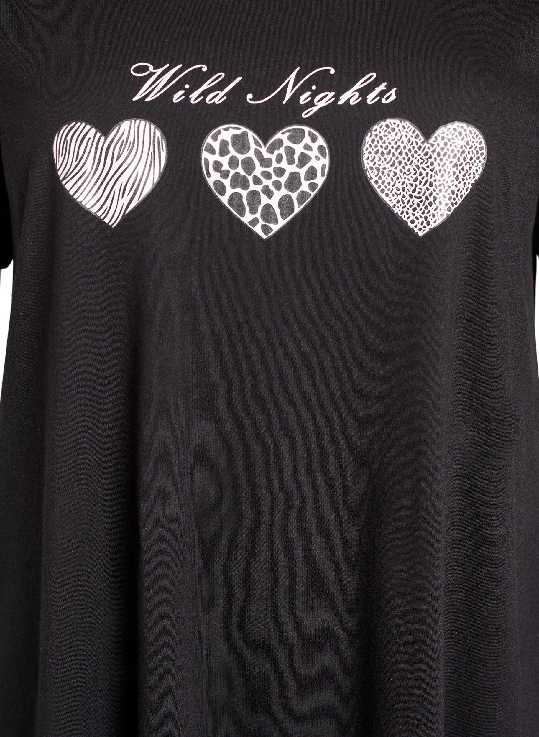 Zizzi Kort&auml;rmat nattlinne i ekologisk bomull, Svart, Packshot image number 2