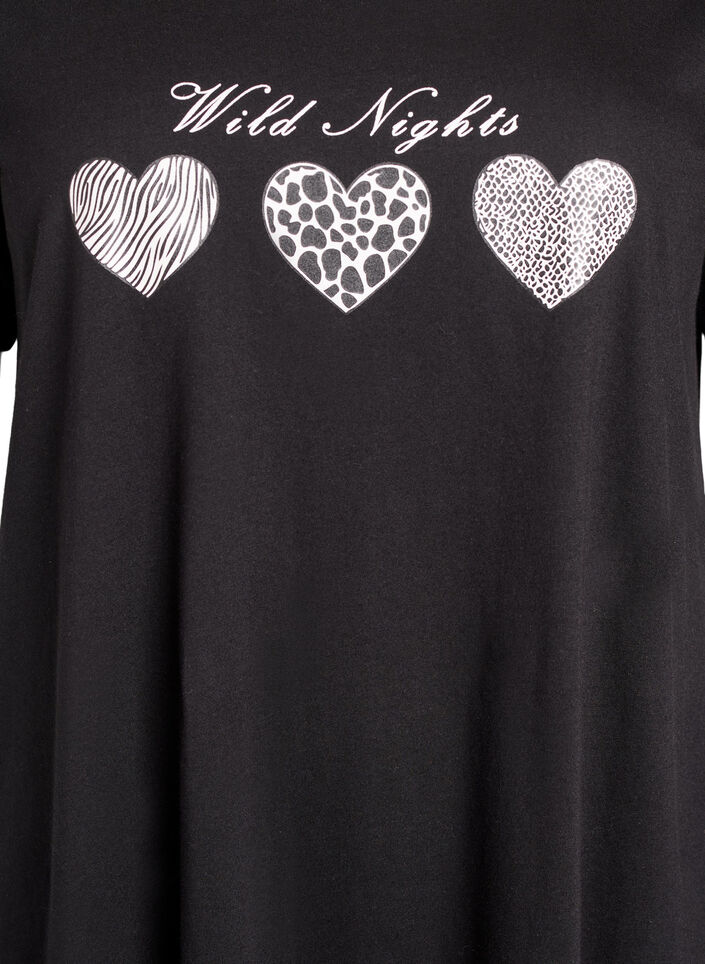 Kort&auml;rmat nattlinne i ekologisk bomull, Svart, Packshot image number 2