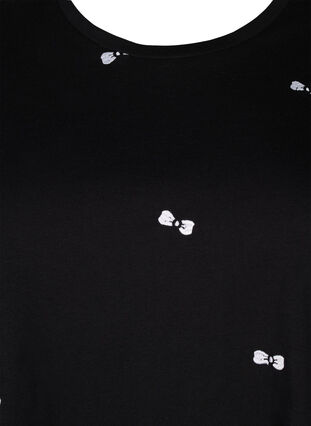 T-shirt i ekologisk bomull med rosetter, Black W. Bow Emb. , Packshot image number 2