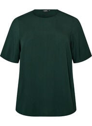 Kort&auml;rmad v&auml;vd blus med rund hals, Gr&ouml;n