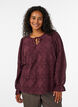 L&aring;ng&auml;rmad blus med spetsm&ouml;nster, M&ouml;rk Bordeaux, Model image number 0