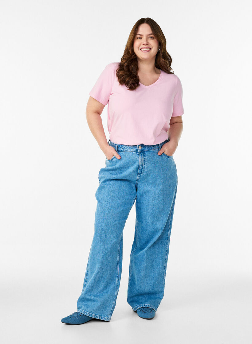 Enf&auml;rgad bas-t-shirt i bomull, Rosa, Model image number 1