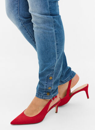 Amy jeans med super slim fit och slitna detaljer och knappar, Light blue, Model image number 2