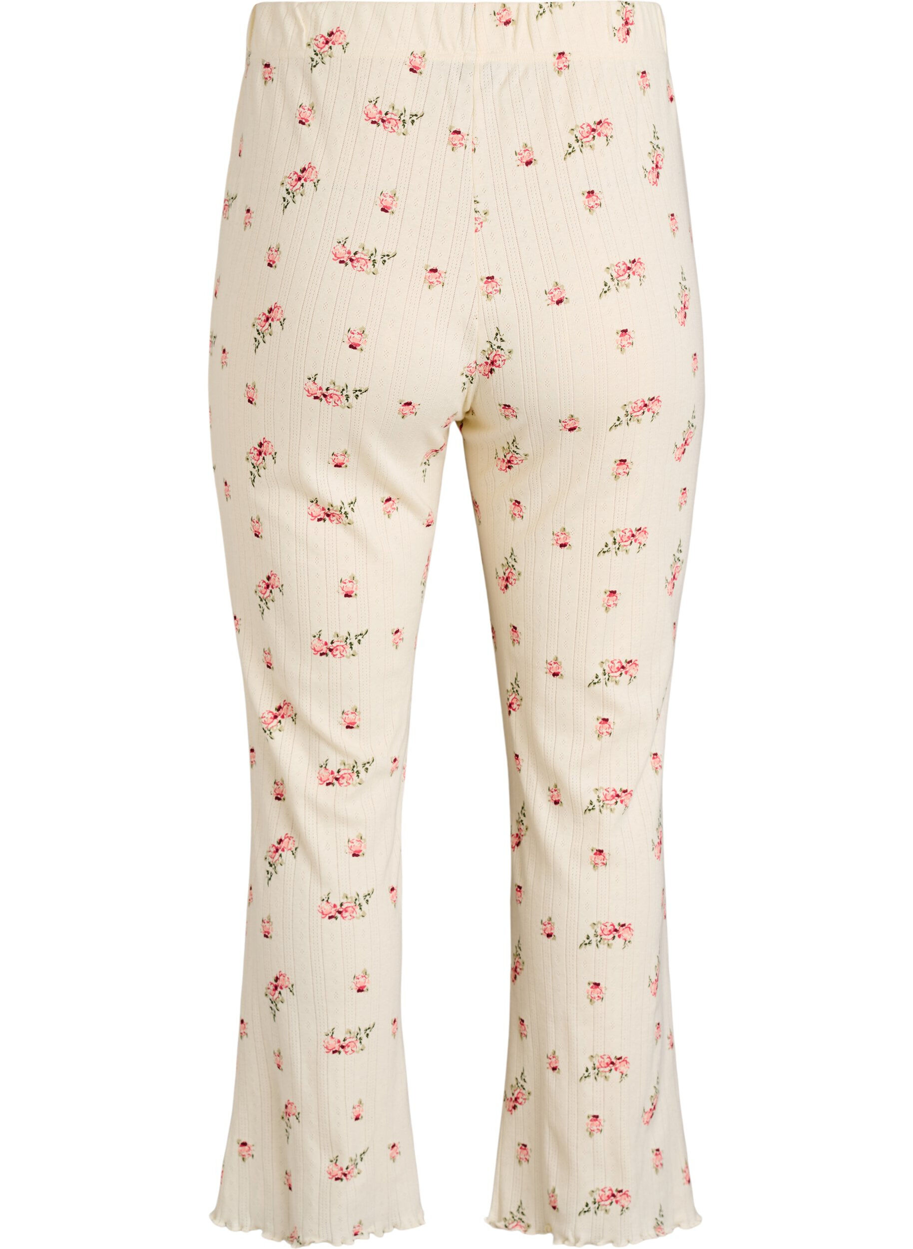 Zizzi Pyjamasbyxor i ekologisk bomull med strukturerat m&ouml;nster, Vanilla, Packshot image number 1