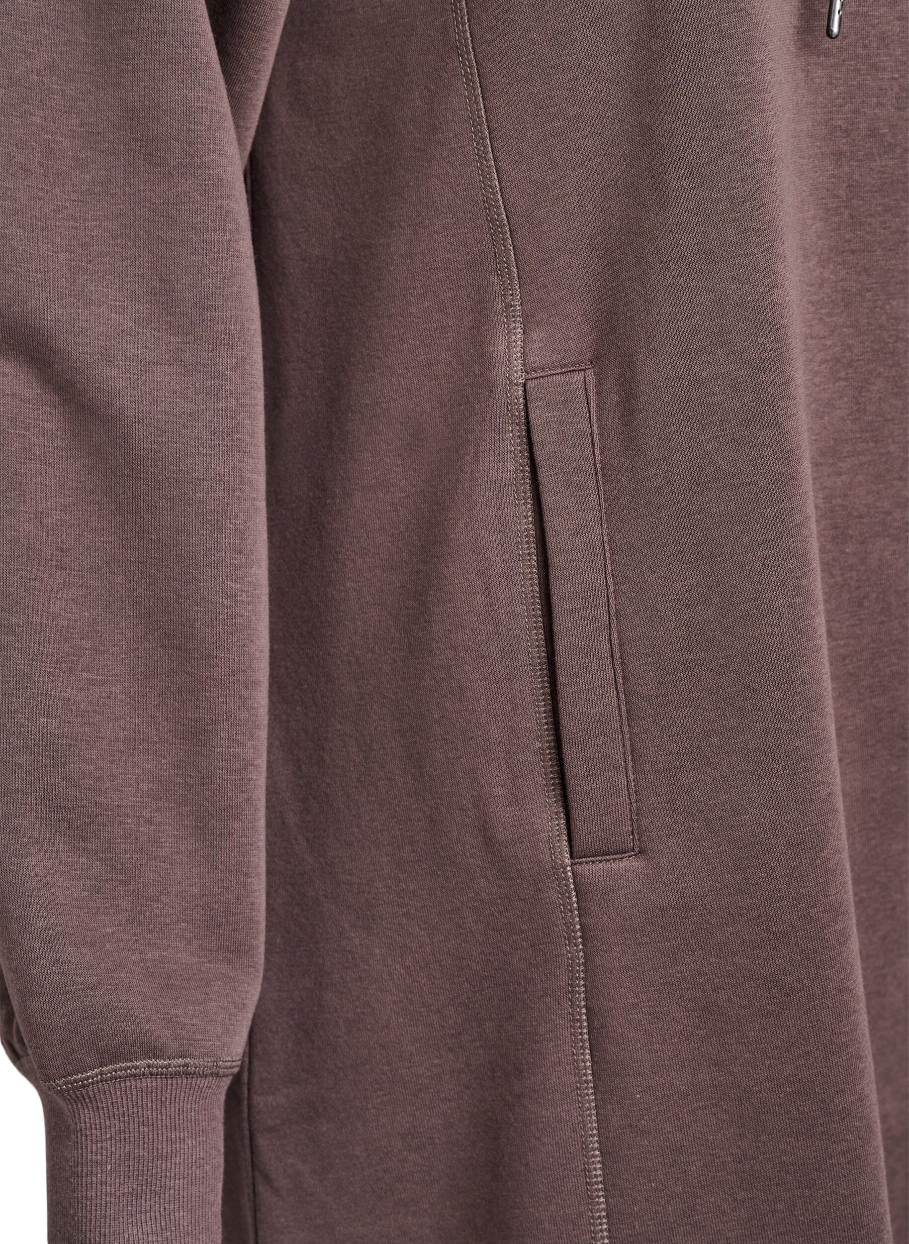 ZizziKort sweatshirtkl&auml;nning med h&ouml;g krage och fickor, Brun, Packshot image number 3
