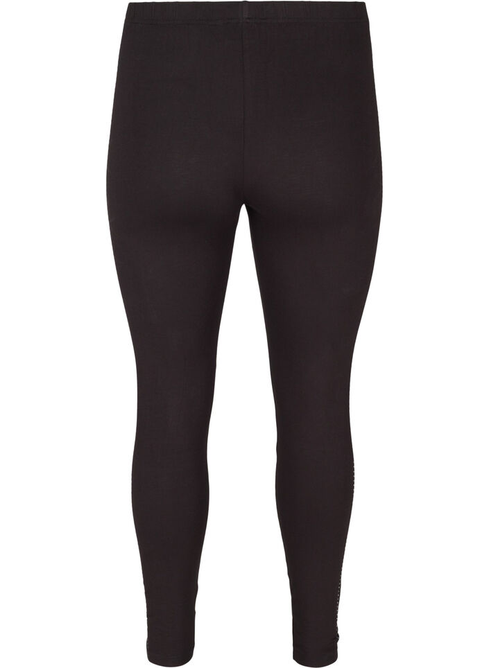 Leggings i viskos med strass, Black, Packshot image number 1