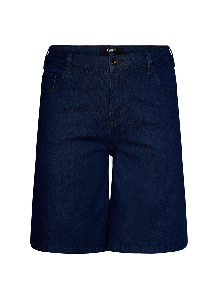L&ouml;sa jeansshorts med h&ouml;g midja, Bl&aring;, Packshot image number 0