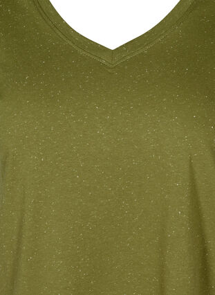 T-shirt med v-rigning, Green, Packshot image number 2