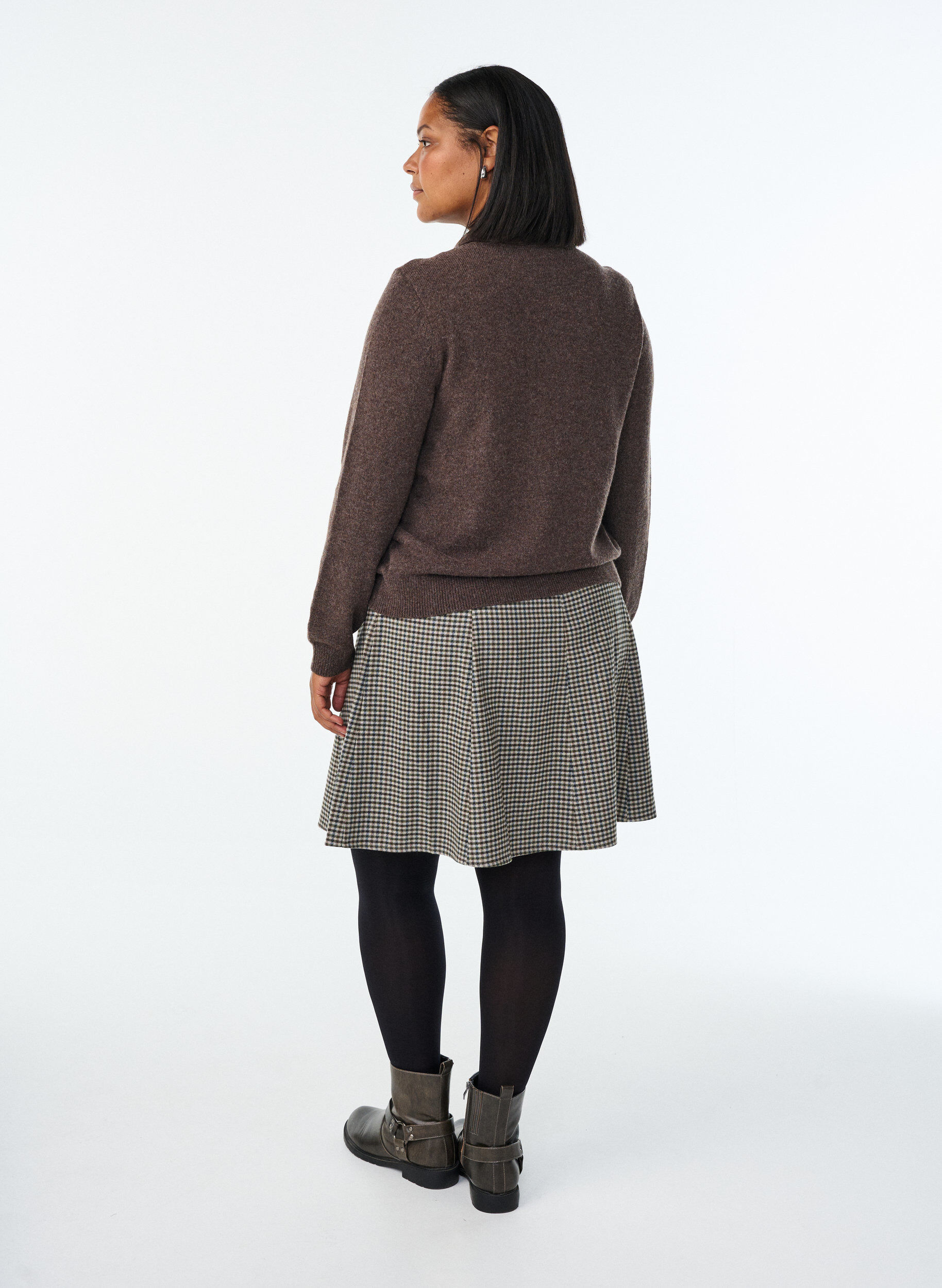 Zizzi Kort a-linjeformad kjol, Brun, Model image number 2