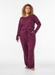 Pyjamasbyxor i ekologisk bomull med h&aring;lbroderi, M&ouml;rk Bordeaux, Model image number 0