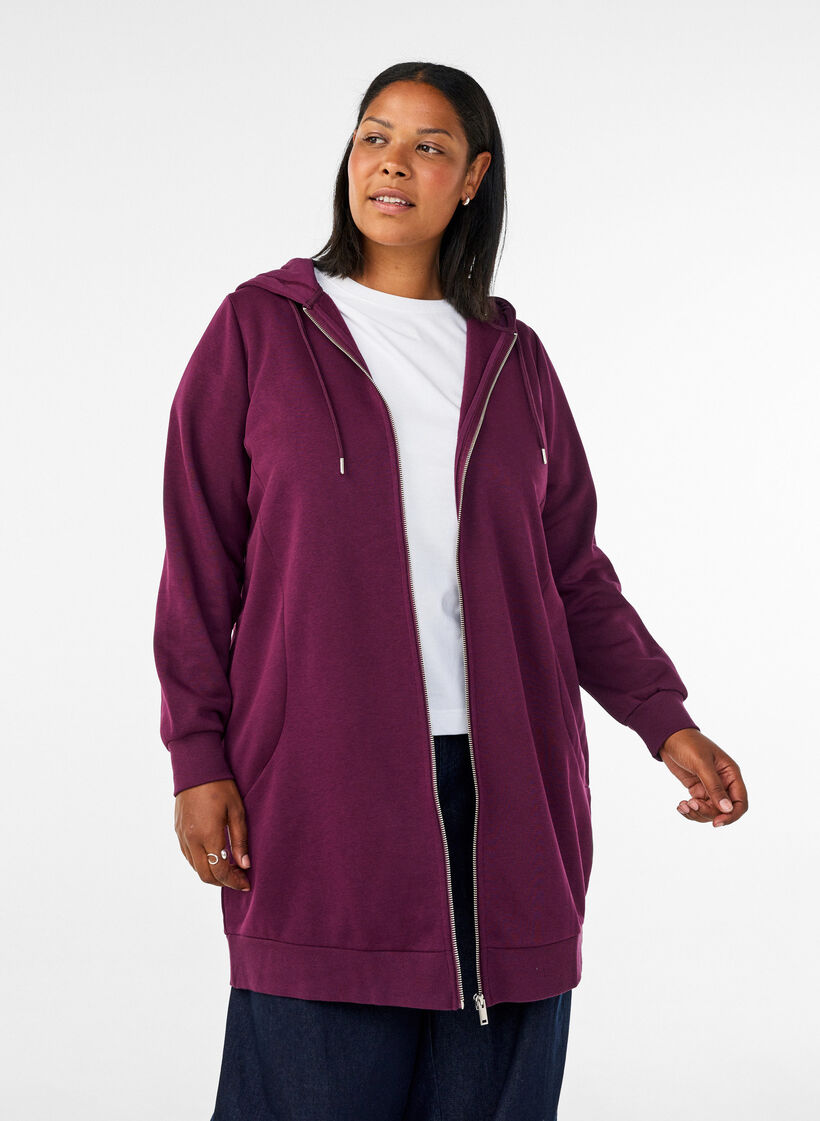L&aring;ng huvtr&ouml;ja med dragkedja och fickor, Lila, Model image number 0