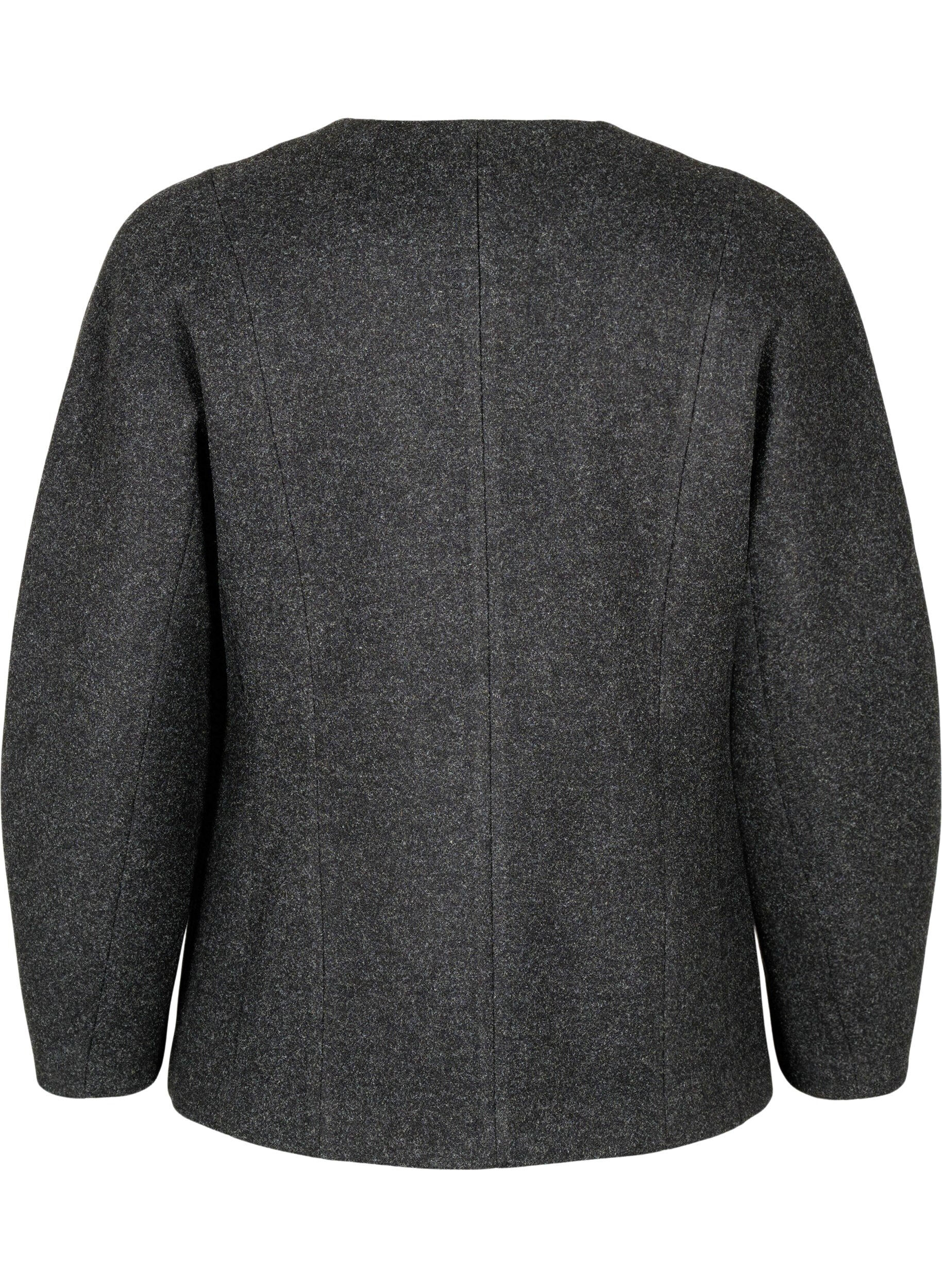 Zizzi Skr&auml;ddarsydd kavaj, Dark Grey Melange, Packshot image number 1