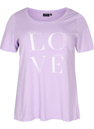 T-shirt i bomull med texttryck, Lavendula LOVE