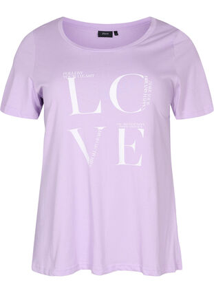 T-shirt i bomull med texttryck, Lavendula LOVE, Packshot image number 0