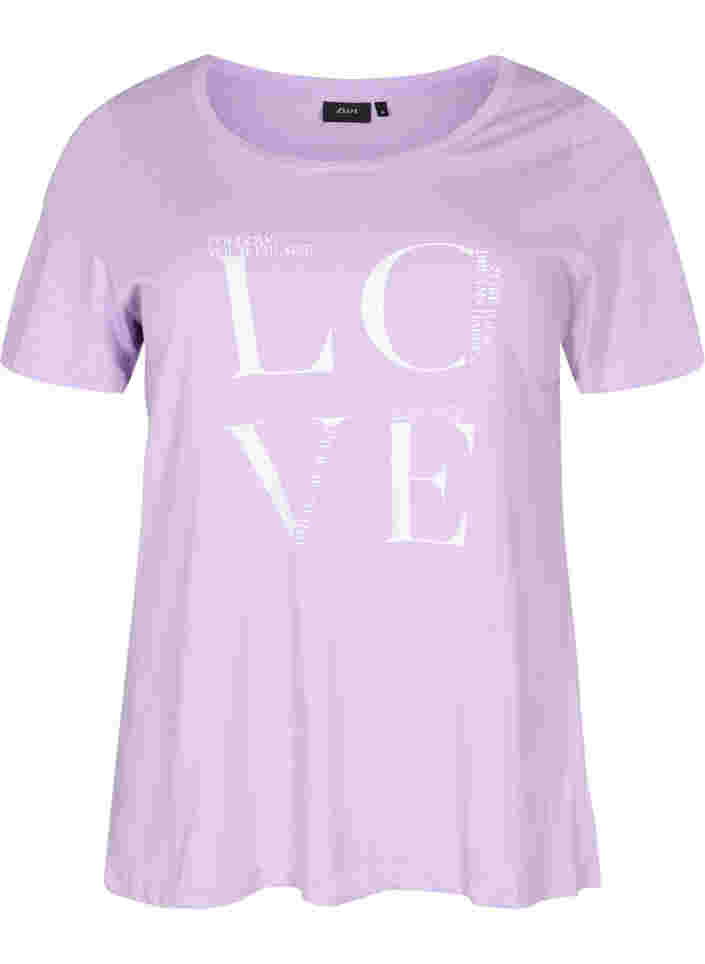 T-shirt i bomull med texttryck, Lavendula LOVE, Packshot image number 0