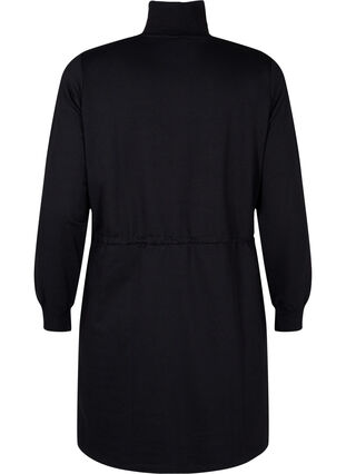 Sweatshirtklänning med dragkedja och dragsko, Black, Packshot image number 1