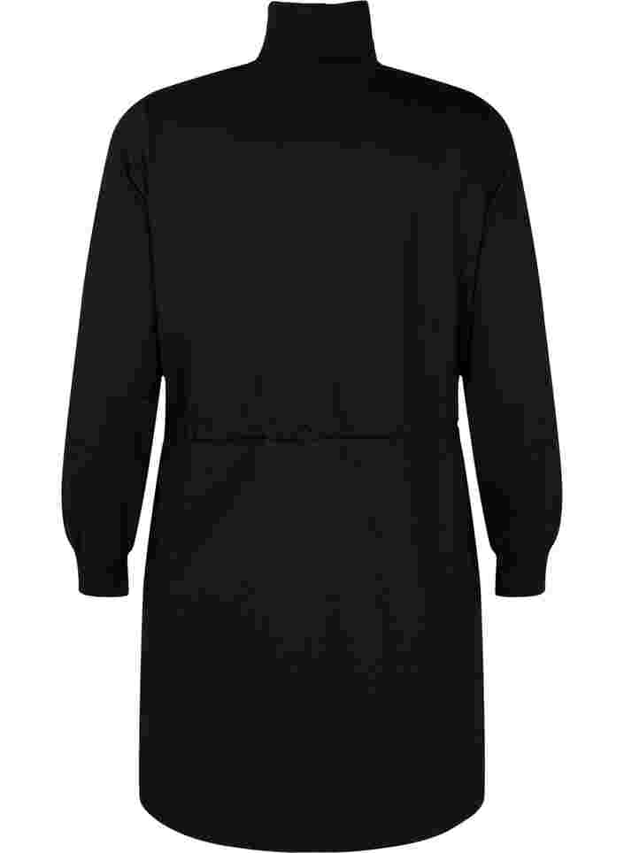 Sweatshirtklänning med dragkedja och dragsko, Black, Packshot image number 1