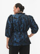 Omlottblus i jacquard med 3/4-ärmar, Black Blue, Model image number 1