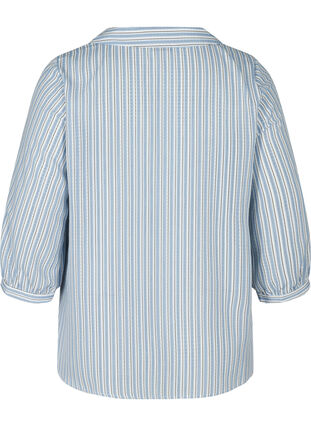 Randig skjortblus med stor krage, Light Blue Stripe, Packshot image number 1