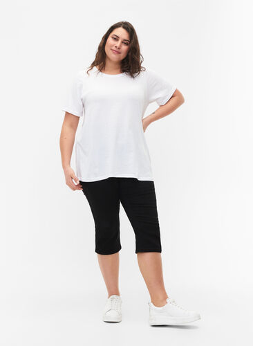 FLASH - Slim fit capribyxor i jeans med hög midja , Black, Model image number 0