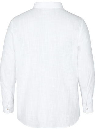 Långärmad skjorta i bomull med struktur, White, Packshot image number 1