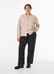 Cardigan i jersey med rund halsringning och knappar, Beige, Model image number 1
