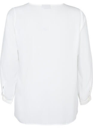 Enfärgad skjorta med V-ringning, Bright White, Packshot image number 1