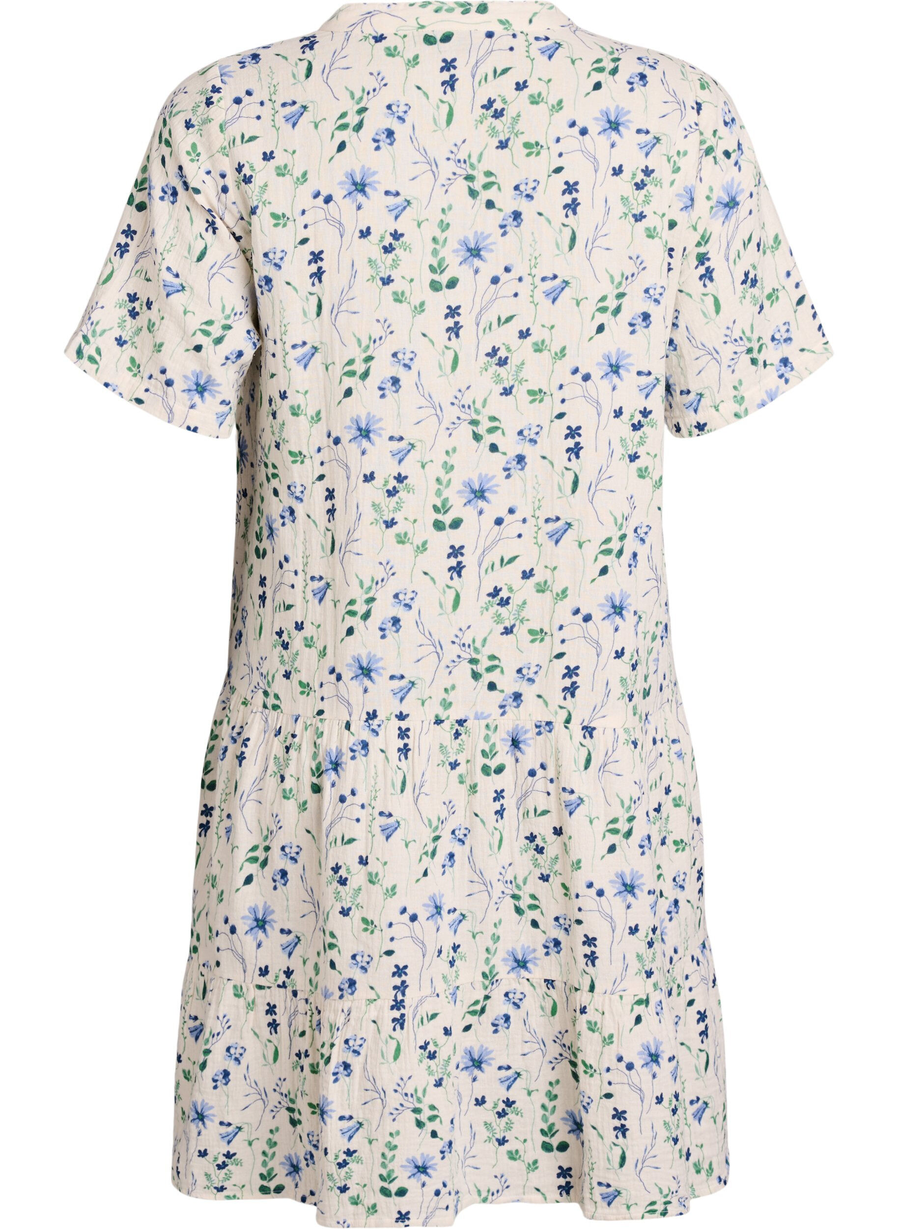 ZizziKort a-linjeformad kl&auml;nning i bomullsmuslin, Beige, Packshot image number 1