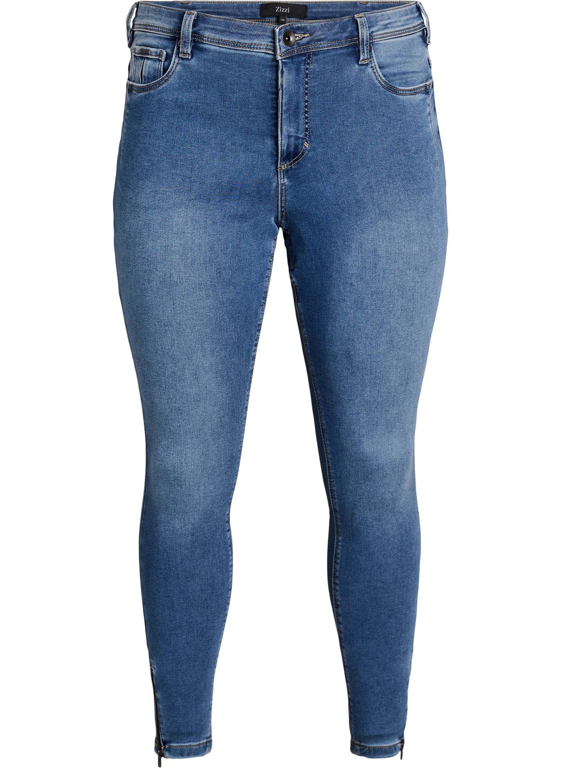 Croppade Amy jeans med dragkedja