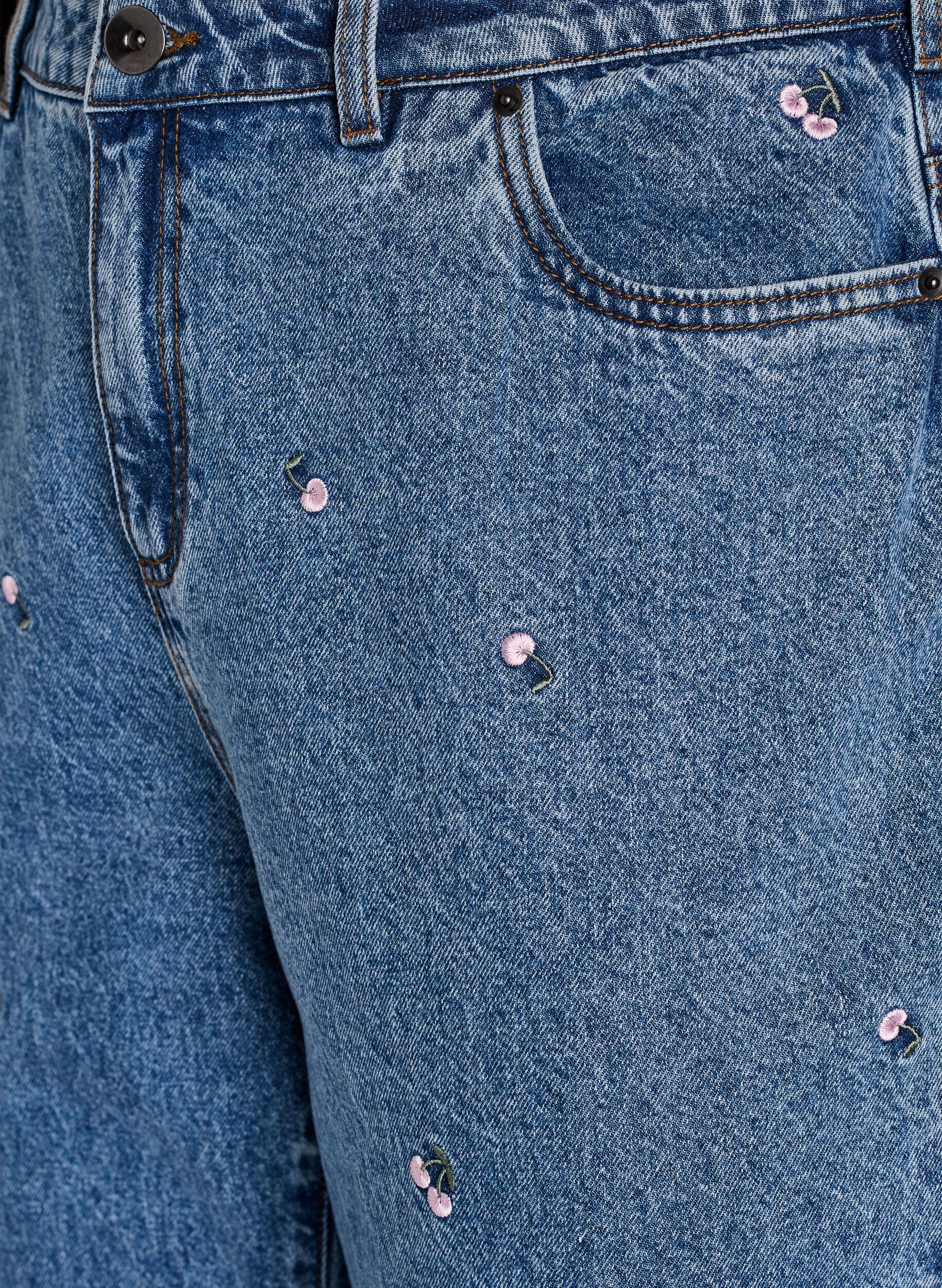 Zizzi Mille Mom Fit-jeans med broderier, Bl&aring;, Packshot image number 2