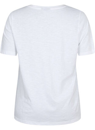 Kortärmad enkel t-shirt med v-ringning, Bright White, Packshot image number 1