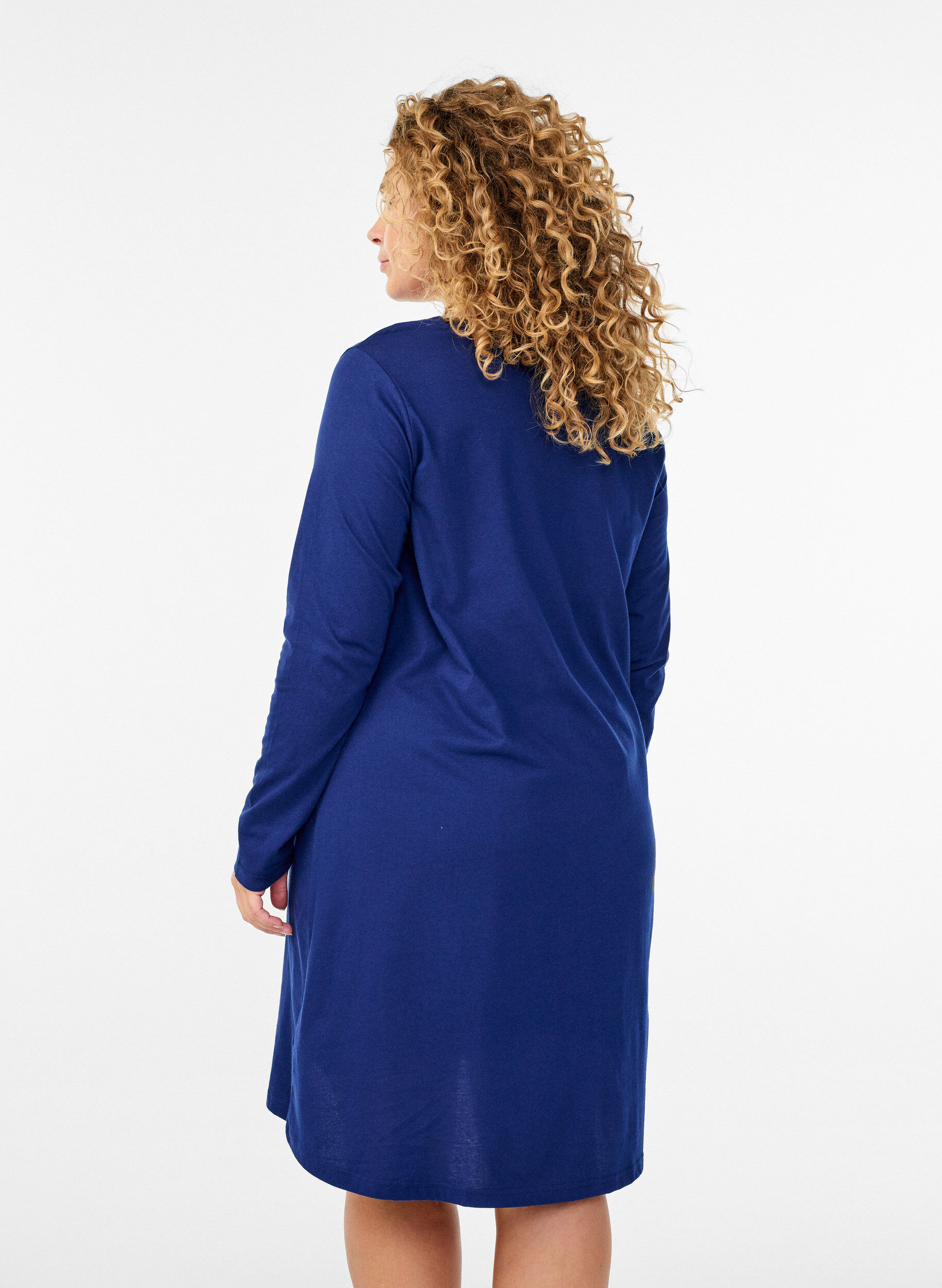 ZizziL&aring;ng&auml;rmat nattlinne i ekologisk bomull, Bl&aring;, Model image number 2