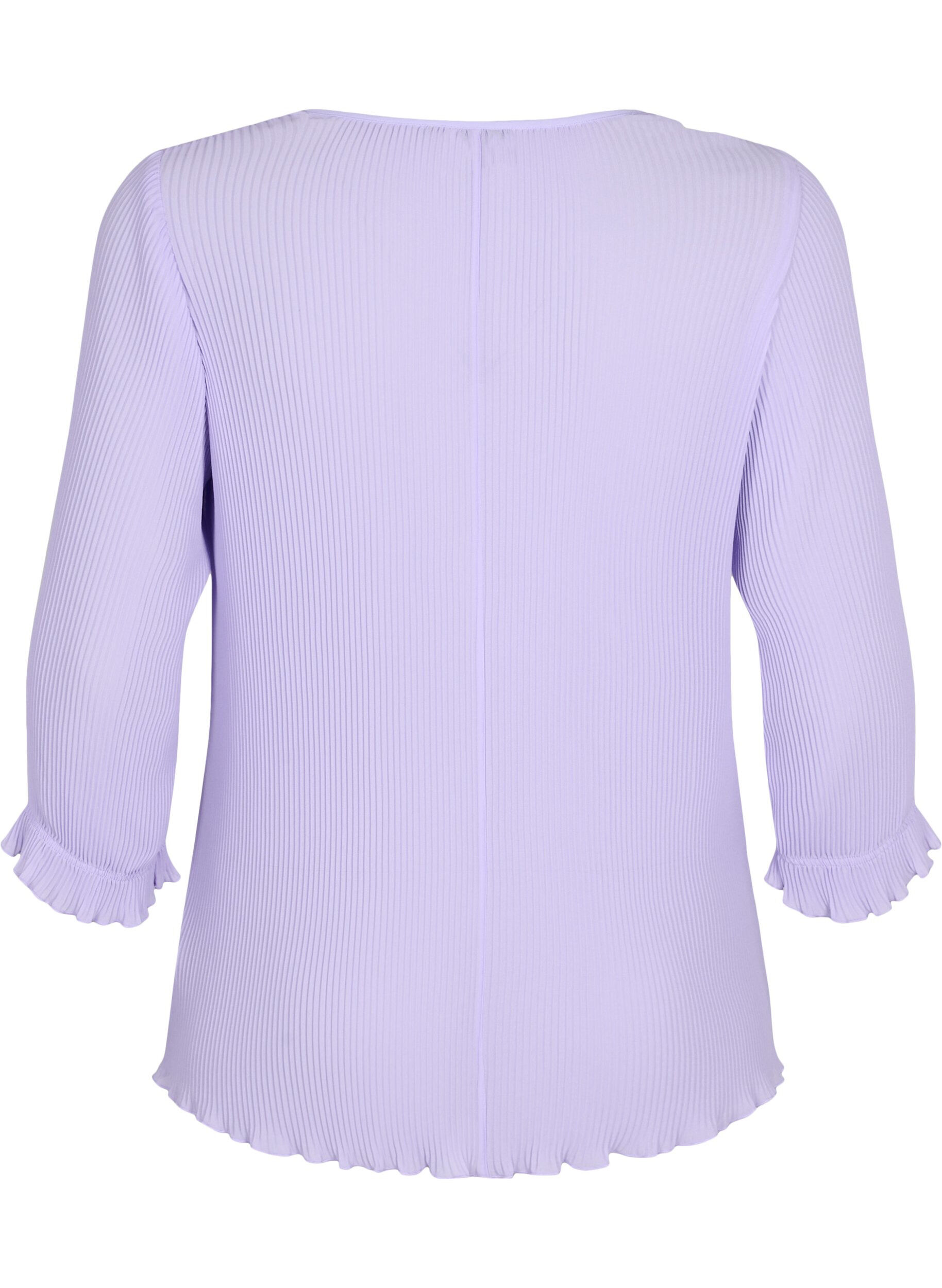 Zizzi Plisserad blus med 3/4-&auml;rmar, Lavender, Packshot image number 1