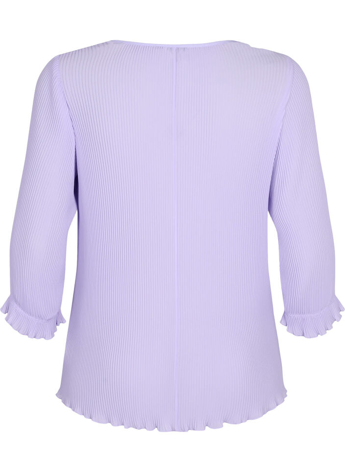 Plisserad blus med 3/4-&auml;rmar, Lavender, Packshot image number 1