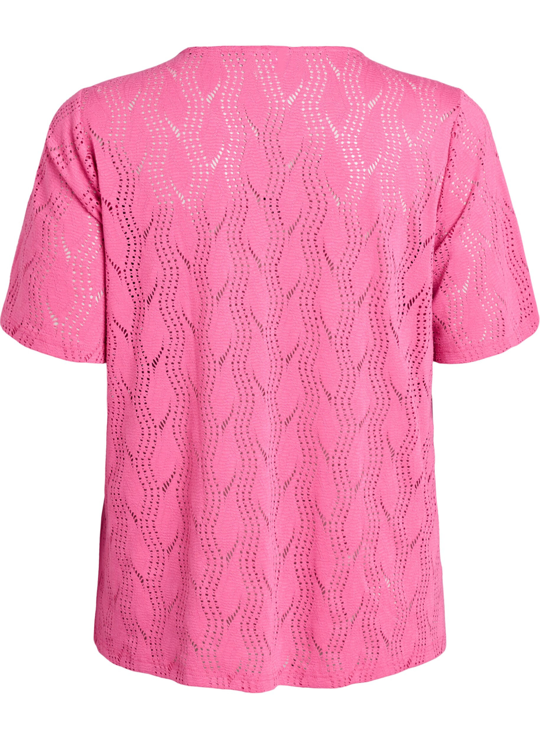 ZizziT-shirt i jersey med h&aring;lm&ouml;nster, Rosa, Packshot image number 1