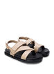 Lädersandal med bred passform och justerbara remmar, Beige, Packshot image number 1