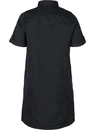 Kortärmad denimklänning, Black, Packshot image number 1