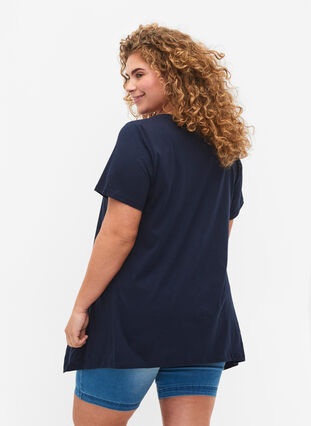 T-shirt i bomull med kort ärmar, Navy Blazer SOLID, Model image number 1