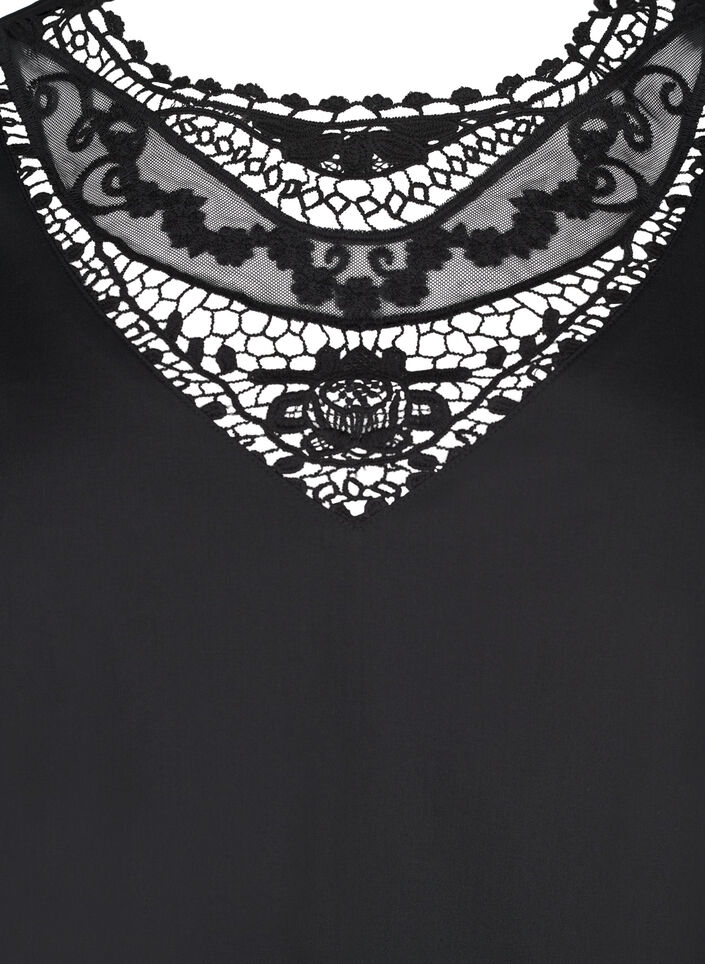 Kort klänning med spetsdetalj, Black, Packshot image number 2