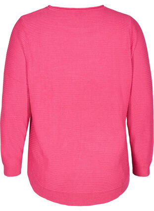 Stickad tröja med rund halsringning, Hot Pink, Packshot image number 1