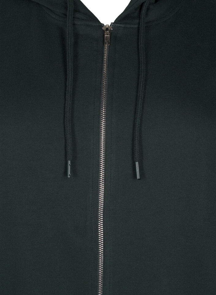 L&aring;ng sweatkofta i bomull med huva, Gr&ouml;n, Packshot image number 2