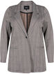 Rutig blazer med knapp, Beige Brown Check, Packshot image number 0