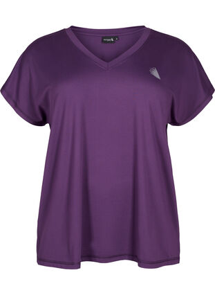 Tränings t-shirt med v-ringning och lös passform, Purple Pennant, Packshot image number 0