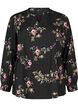 Långärmad blus med blommönster, Svart, Packshot image number 0